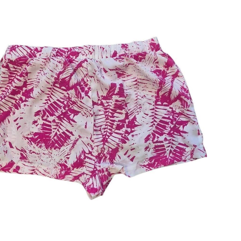 West Loop Women's White & Hot Pink Poly Elastic & Drawstring Waisted Shorts w Po - Picture 10 of 10